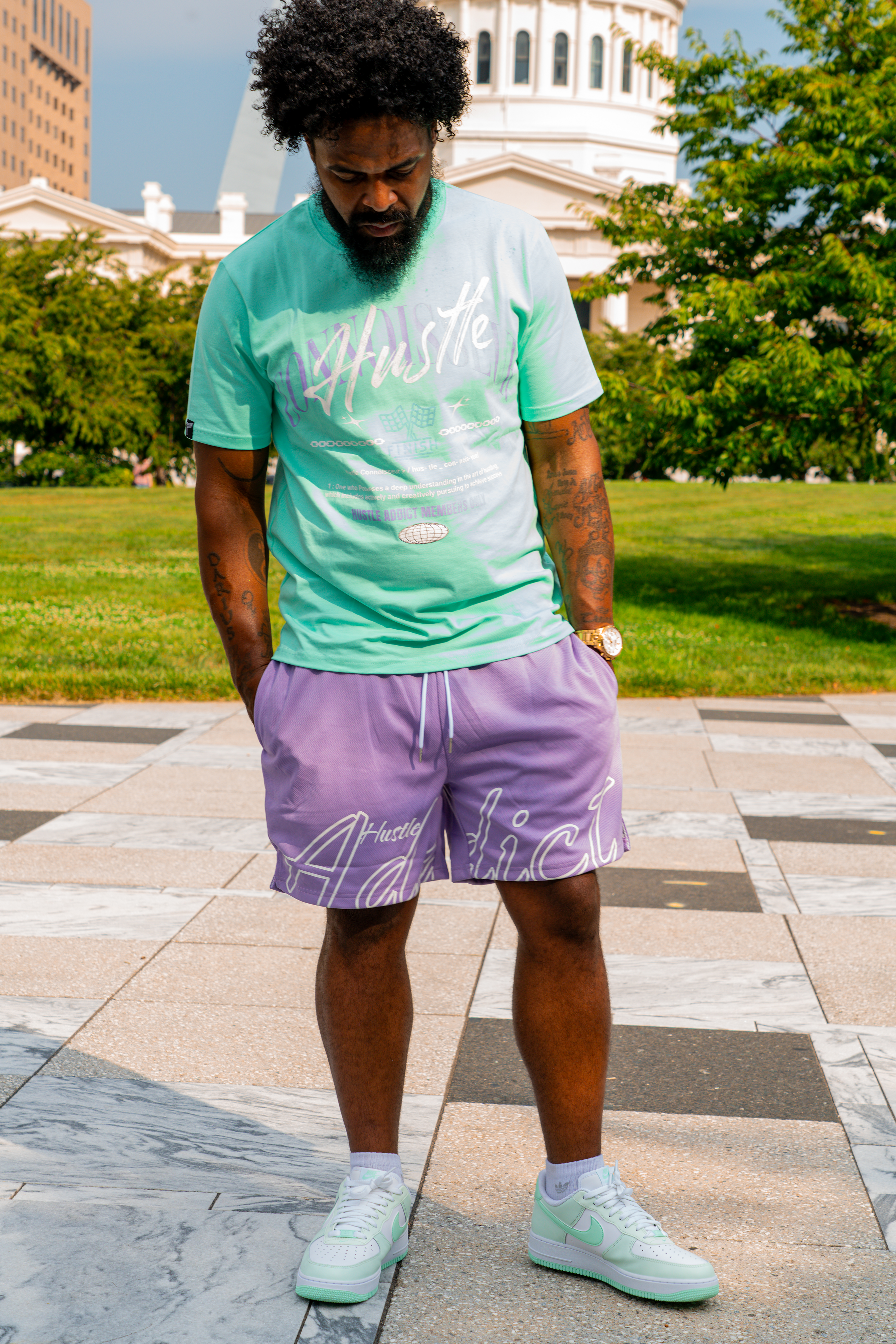 Hustle Addict Bold Shorts - Light Purple