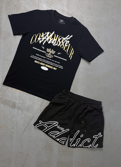 Hustle Addict Bold Shorts - Black/White